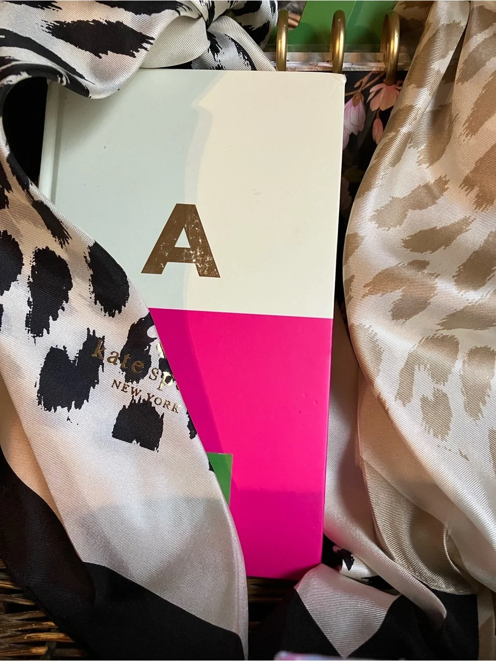 kate spade Pink & Cream Monogram Notebook w/FREE earrings or Burt’s  lip balm:)